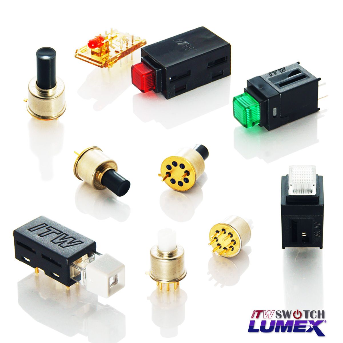 ITW Lumex Switch provides miniature LED lighted push button switches for PCBA applications.